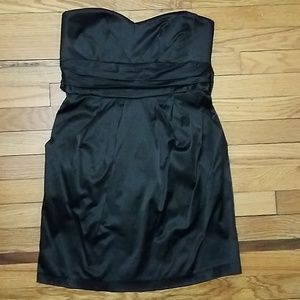 Strapless Satin Black Dress With Pockets!